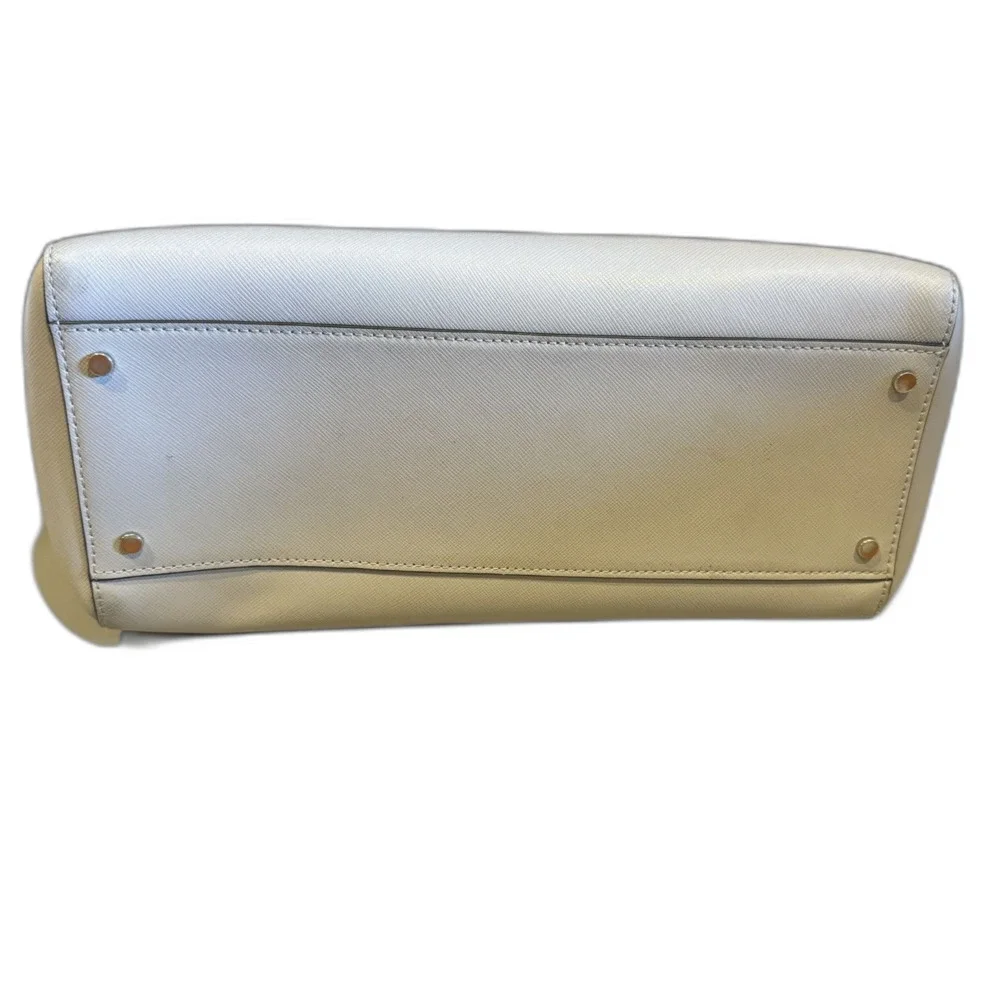 Kate Spade Staci Tote Colorblock Saffiano Leather Laptop Work Bag Gray White